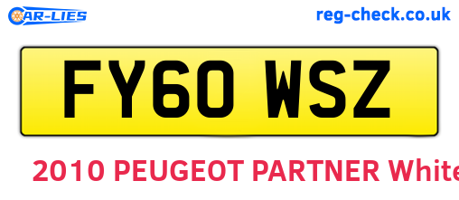 FY60WSZ are the vehicle registration plates.