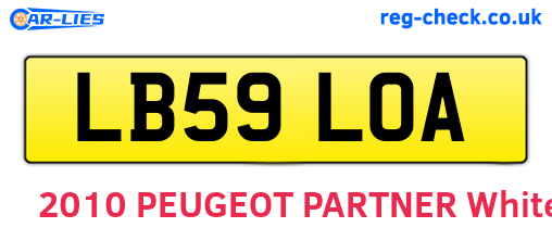 LB59LOA are the vehicle registration plates.
