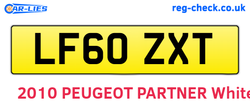LF60ZXT are the vehicle registration plates.