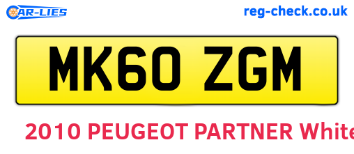 MK60ZGM are the vehicle registration plates.
