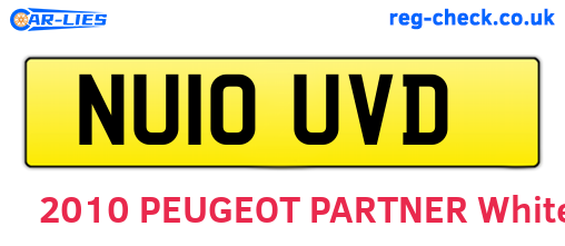 NU10UVD are the vehicle registration plates.