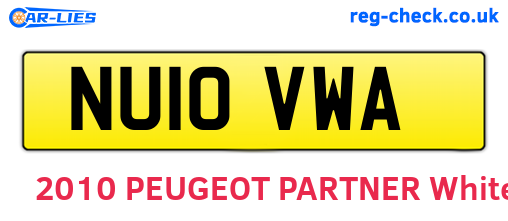 NU10VWA are the vehicle registration plates.