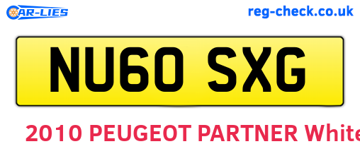 NU60SXG are the vehicle registration plates.