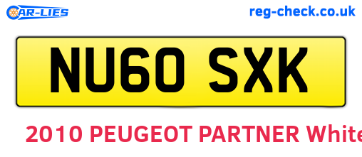 NU60SXK are the vehicle registration plates.