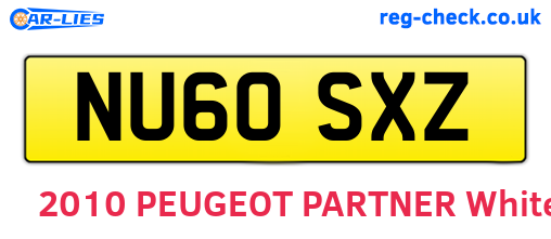 NU60SXZ are the vehicle registration plates.