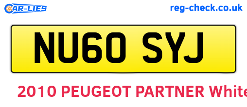 NU60SYJ are the vehicle registration plates.