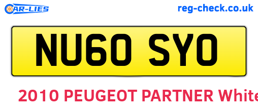 NU60SYO are the vehicle registration plates.