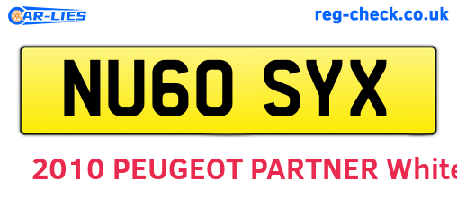 NU60SYX are the vehicle registration plates.