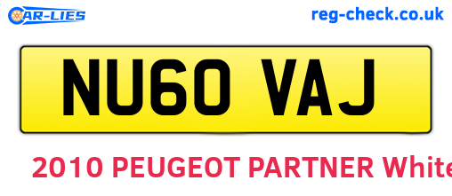 NU60VAJ are the vehicle registration plates.