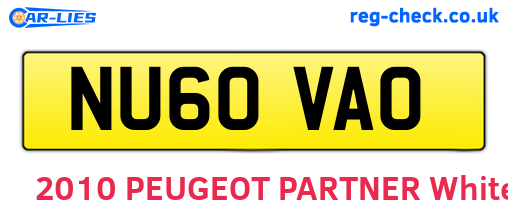 NU60VAO are the vehicle registration plates.