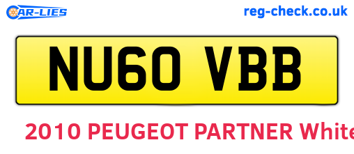 NU60VBB are the vehicle registration plates.