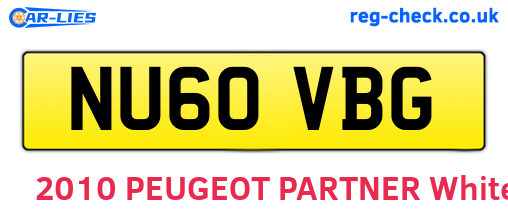 NU60VBG are the vehicle registration plates.