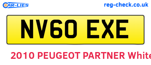 NV60EXE are the vehicle registration plates.
