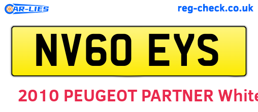 NV60EYS are the vehicle registration plates.