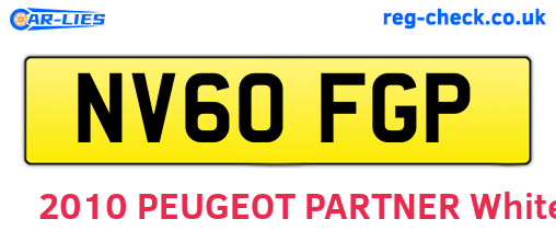 NV60FGP are the vehicle registration plates.