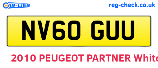 NV60GUU are the vehicle registration plates.