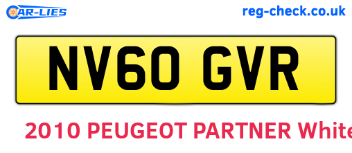 NV60GVR are the vehicle registration plates.