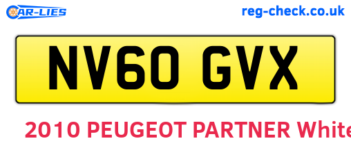 NV60GVX are the vehicle registration plates.