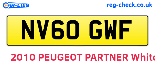 NV60GWF are the vehicle registration plates.