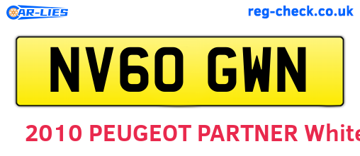 NV60GWN are the vehicle registration plates.