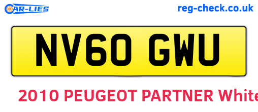 NV60GWU are the vehicle registration plates.
