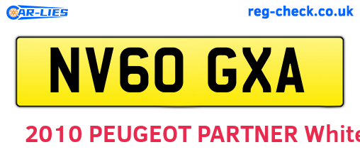 NV60GXA are the vehicle registration plates.