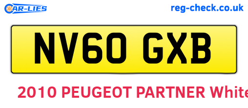 NV60GXB are the vehicle registration plates.