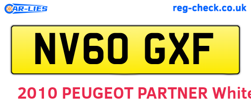 NV60GXF are the vehicle registration plates.