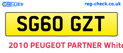 SG60GZT are the vehicle registration plates.