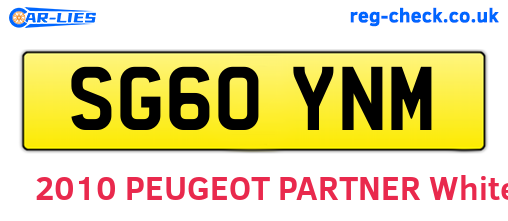 SG60YNM are the vehicle registration plates.