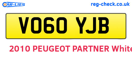 VO60YJB are the vehicle registration plates.