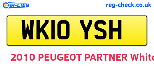 WK10YSH are the vehicle registration plates.