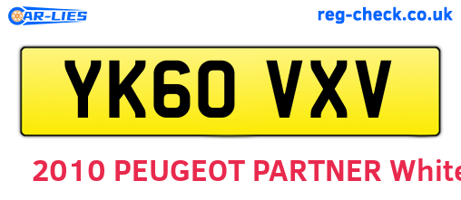 YK60VXV are the vehicle registration plates.