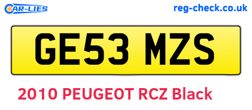 GE53MZS are the vehicle registration plates.