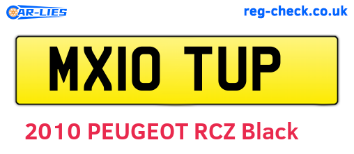 MX10TUP are the vehicle registration plates.