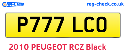 P777LCO are the vehicle registration plates.