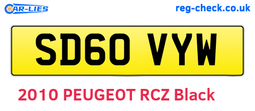 SD60VYW are the vehicle registration plates.