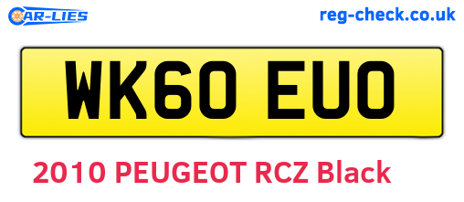 WK60EUO are the vehicle registration plates.
