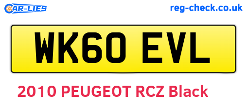 WK60EVL are the vehicle registration plates.