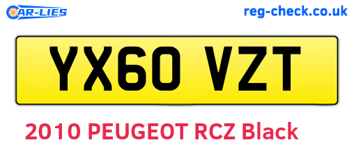 YX60VZT are the vehicle registration plates.