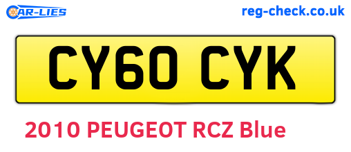 CY60CYK are the vehicle registration plates.