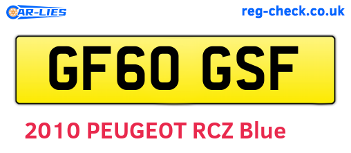 GF60GSF are the vehicle registration plates.