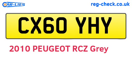 CX60YHY are the vehicle registration plates.