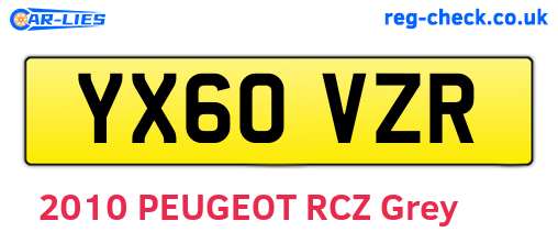 YX60VZR are the vehicle registration plates.