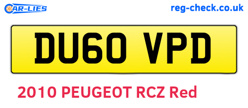 DU60VPD are the vehicle registration plates.