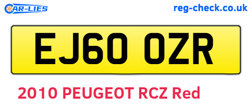 EJ60OZR are the vehicle registration plates.
