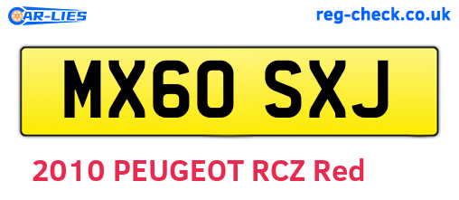 MX60SXJ are the vehicle registration plates.