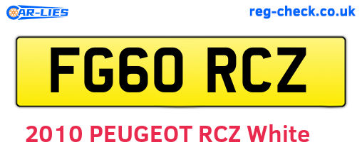 FG60RCZ are the vehicle registration plates.