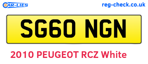 SG60NGN are the vehicle registration plates.