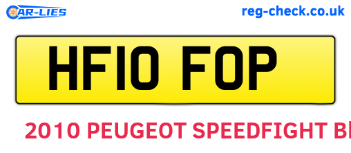 HF10FOP are the vehicle registration plates.